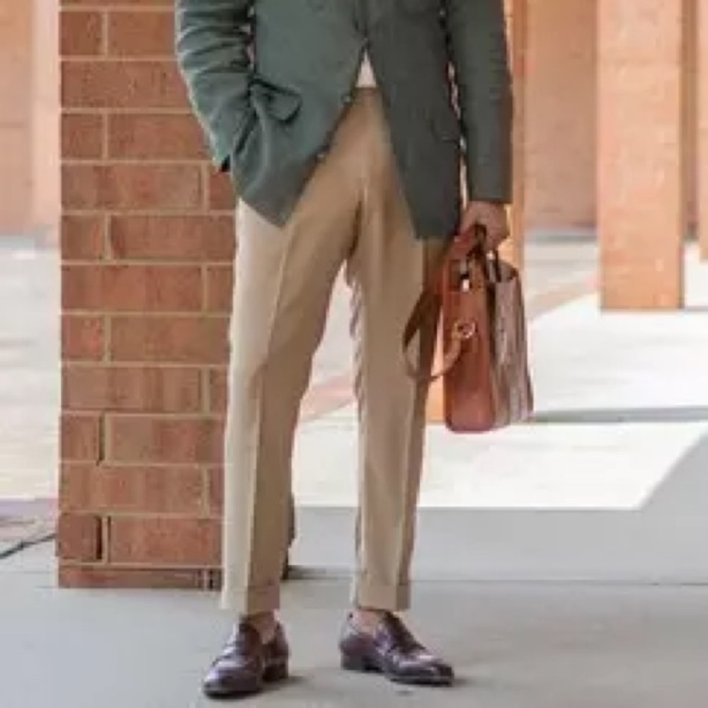 Joseph Abboud Tan‎ Linen Cuffed Ankle Pants Sz. 36